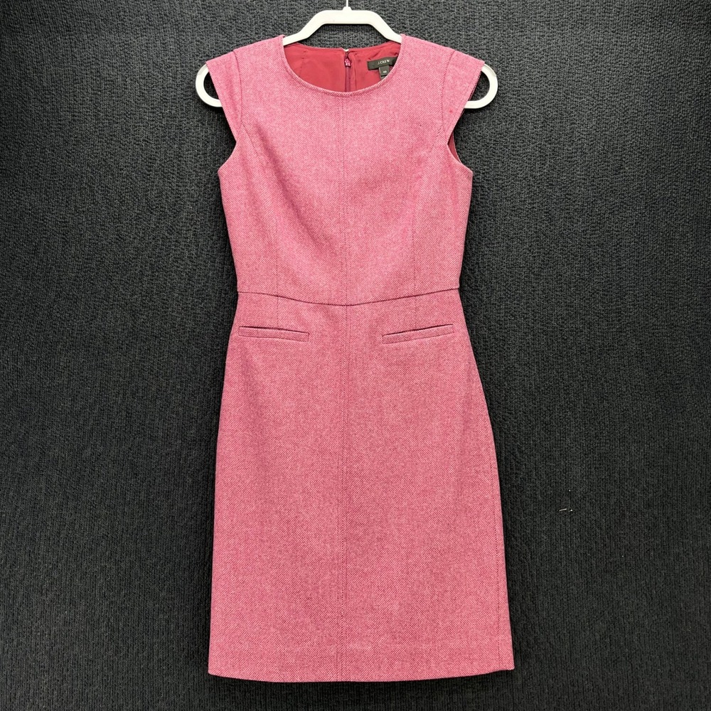 J.Crew Pink Wool Silk Blend Tweed Cap Sleeve Sheath Dress 00 RN77388